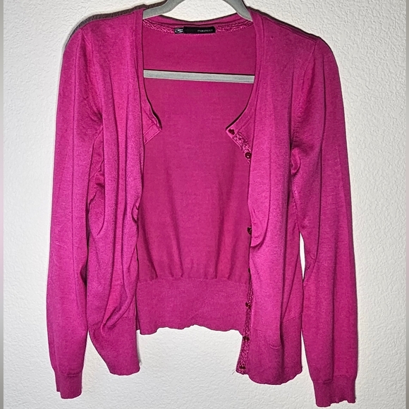 Maurices Pink Stretch Button Down Knit Sweater Cardigan sz Large - Picture 3 of 8